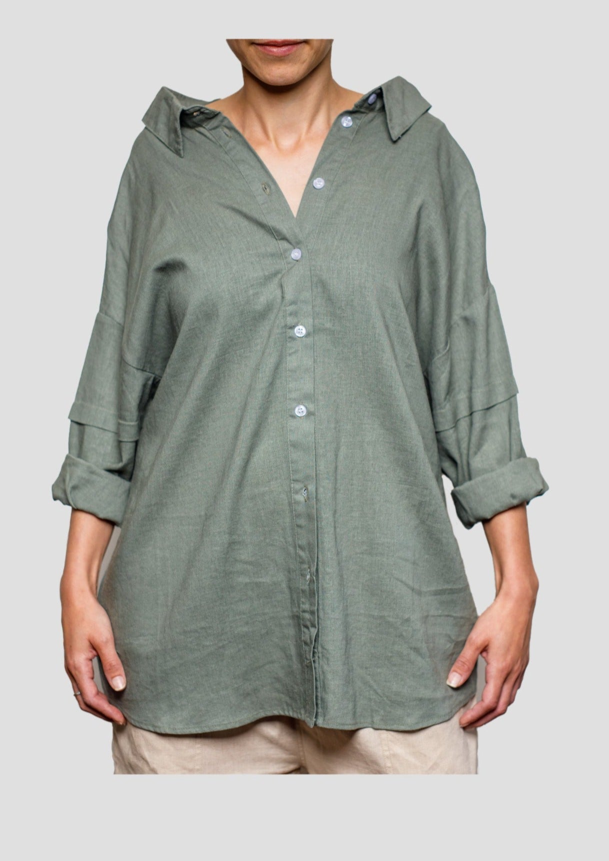 OneShu Label - Linen Shirt in Khaki